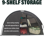 9-Shelf Storage RV Shoe Organizer Tent,Camping Storage Cabinet Tent with Zippered Flap, 9-Shelf Storage