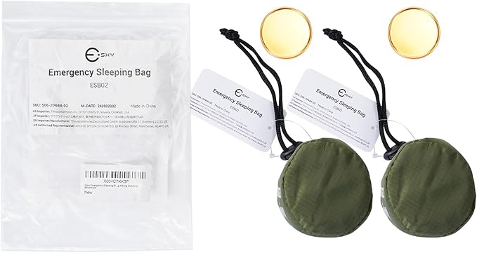 Esky Emergency Sleeping Bag, Portable Emergency Blanket Thermal Bivy Sack, Waterproof Lightweight Survival Gear with Compass for Camping Hiking Outdoor Adventure