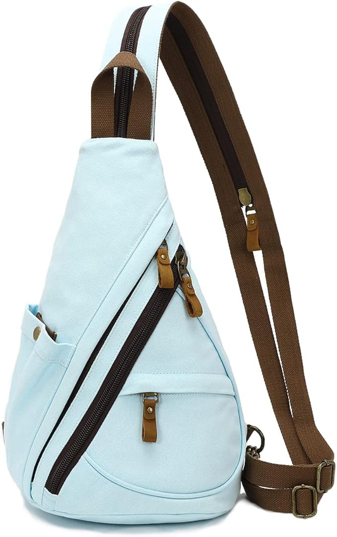 KL928 Canvas Sling Bag - Small Crossbody Backpack Shoulder Casual Daypack Rucksack for Men Women(Large Version)