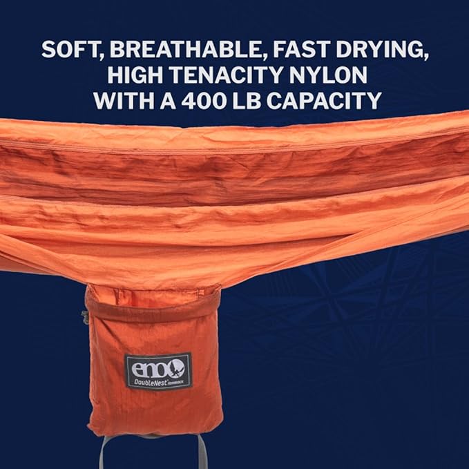 ENO DoubleNest Hammock - Lightweight, Portable, 1 to 2 Person Hammock - for Camping, Hiking, Backpacking, Travel, a Festival, or The Beach - Canyon/Coral