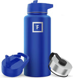 IRON °FLASK Camping & Hiking Hydration Flask with 3 Lids - Stainless Steel, Double Walled & Vacuum Insulated Water Bottle - Leak Proof & BPA Free 32 Oz