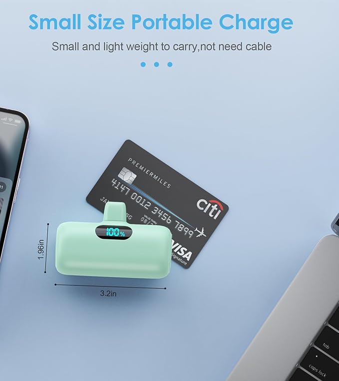 Mini Portable Charger 5000mAh Power Bank,15W PD USB C Cell Phone Portable Power, LCD Display Battery Pack Compatible With iPhone 15/15 Plus/15 Pro/15 Pro Max/Android/Samsung/Moto/LG (Type-C Only)