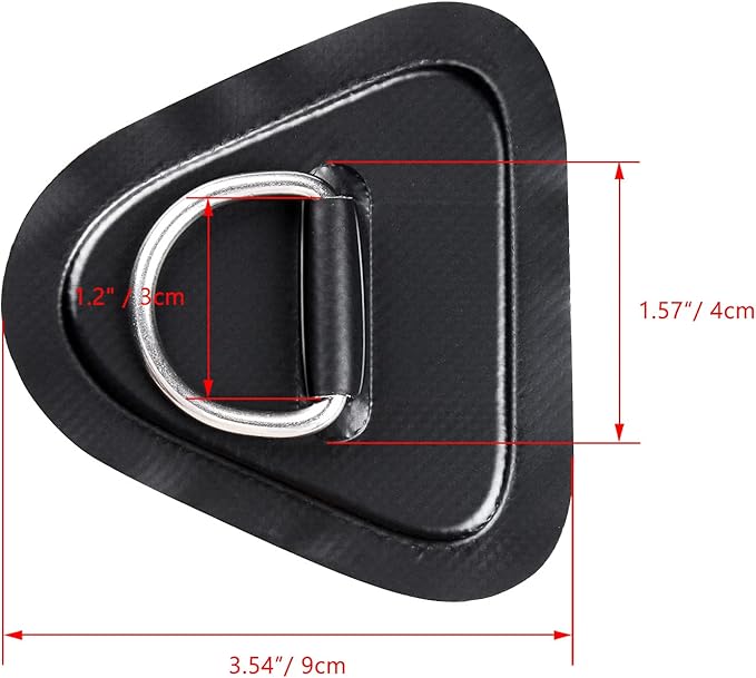 TOBWOLF 6 Pack 3.54" / 9cm Stainless Steel D-Ring Patch for Inflatable Boat Kayak Dinghy SUP, Triangular D-Ring PVC Patch Stand-Up Paddleboard Canoe Rafting Accessories, NO Glue Included