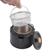 Camping Kettle, Stainless Steel Portable Coffee Tea Pot with Anti-Scald Handles, 35.2oz Capacity for Outdoor Camping Hiking Picnics (Black)