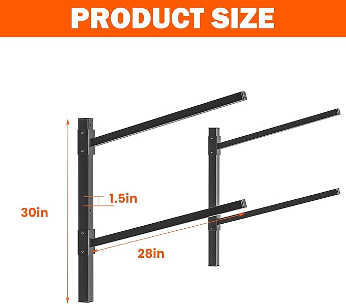 Ultrawall Kayak Storage Rack for 2 Kayaks, Adjustable Wall Mounted Kayak Holder for Garage, Heavy Duty Kayak Hanger for Canoe, Paddleboard, Indoor & Outdoor Use