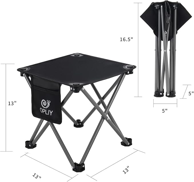 Opliy Camping Stool 2 Pack,13 Inch Portable Folding Stool for Outdoor Gardening and Beach Hiking Fishing,Foot Stool with Carry Bag (Black)