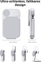 MagFusion Z 3-in-1 Charging Station Compatible with MagSafe, 15W Wireless Charger Foldable Qi2 Certified, Magnetic Charger for iPhone 17/16/15/14/13/12, AirPods 4/3/2/Pro, Apple Watch, Silver
