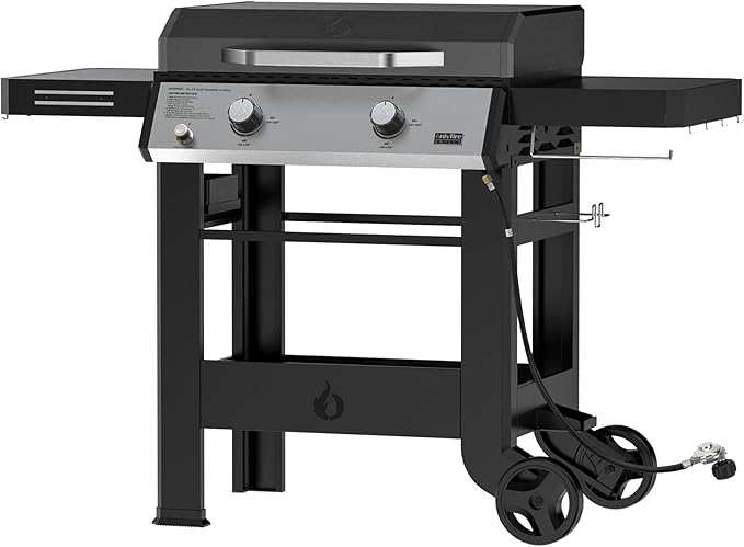 Propane Gas Griddle, 2-Burner Outdoor Gas Stove with 518 sq.in Cooking Area, Foldable Side Tables, Flat Top Grill Griddle for Patio Barbecue, Backyard BBQ Party, GS351