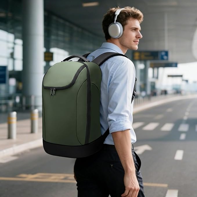 FUTURE AESTHETICS Business Smart Backpack Waterproof for women,men,Fight Approved Durable Backpack suitable as overnight and travel backpack (Green)