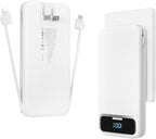 12000mAh Lightweight-Portable-Charger-Power-Bank with Built-in Cables and AC Wall Plug, PD20W USB-C Fast Charging Battery Pack, LED Display External Travel Phone Charger for All iPhone,Samsung,Android