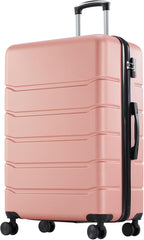 Sweetcrispy Carry on Luggage, Hard Shell ABS Suitcase with Double Spinner Wheels, Lightweight Expandable Rolling Suit Case with TSA Lock, 24 Inch Pale Pink