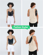 WATERFLY Fanny Pack for Women Men Water Resistant Small Waist Pouch Slim Belt Bag with 4 Pockets Lightweight Crossbody Chest Bag Fit All Phones, 11.02 x 2.1 x 4.3 inch