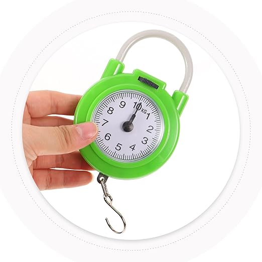Totority Portable Travel Luggage Scale Manual Spring Suitcase Weight Scale with Hook Small High Precision Fluorescent Green for Travel and Home Use