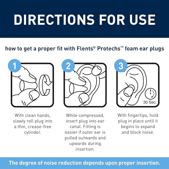 Flents Protechs Foam Ear Plugs, 70 Pair for Sleeping, Snoring, Loud Noise, Traveling, Concerts, Construction, Studying, Work, Shooting, NRR 33, Noise Cancelling, Disposable Purple, Made in the USA