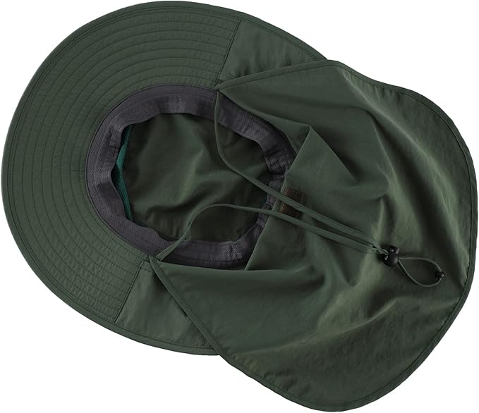 Home Prefer Outdoor UPF50+ Mesh Sun Hat Wide Brim Fishing Hat with Neck Flap Sun Hat for Men Women