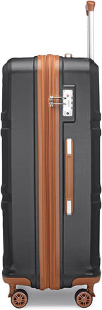 Kono 3 Piece Luggage Sets Expandable(only 28") Lightweight with Spinner Wheels TSA Lock Hardside Travel Rolling Suitcases 20in 24in 28in Carry on Black