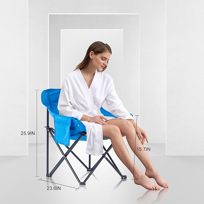 ZONEMEL Portable Sauna Chair, Fast Folding Oxford Fabric Reinforced Chair, with Pockets and Carry Bag, Suitable for Sauna, Fishing, and Picnics (Blue)