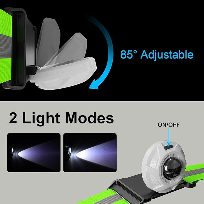 LED Reflective Running Vest Lights for Runners, Running Lights with Front Light, Safety USB Rechargeable Reflective Night Lights For Men/Women Running Walking Cycling, Three Light Modes with 7 Colors