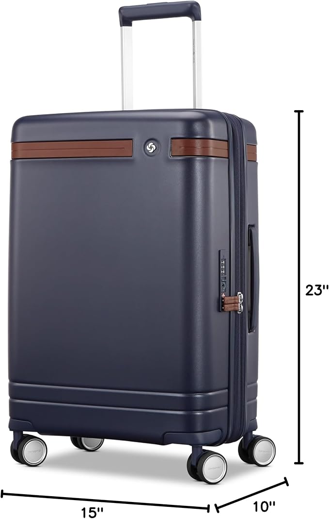 Virtuosa Hardside 21 Inch Carry On Luggage - Airline Approved with 360° Spinner Wheels, RightHeight™ Adjustable Handle - Zippered WetPak™ - TSA Lock - Expandable Light Polycarbonate Shell - Navy