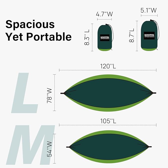 Kootek Camping Hammock, Portable Hammocks with Tree Straps & Attached Carry Bag, Camping Essentials Gear, Perfect for Outside Indoor Hiking Beach Backpack Travel