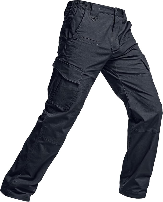 CQR Men's Flex Ripstop Tactical Pants, Water Resistant Stretch Cargo Pants, Lightweight EDC Hiking Work Pants