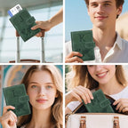 Personalized K Passport Holder Cover Initial Letter Travel Wallet RFID Blocking Passport Cover Credit Card Holder Case Passport Book Holders for Women and Men, Pine Green-K