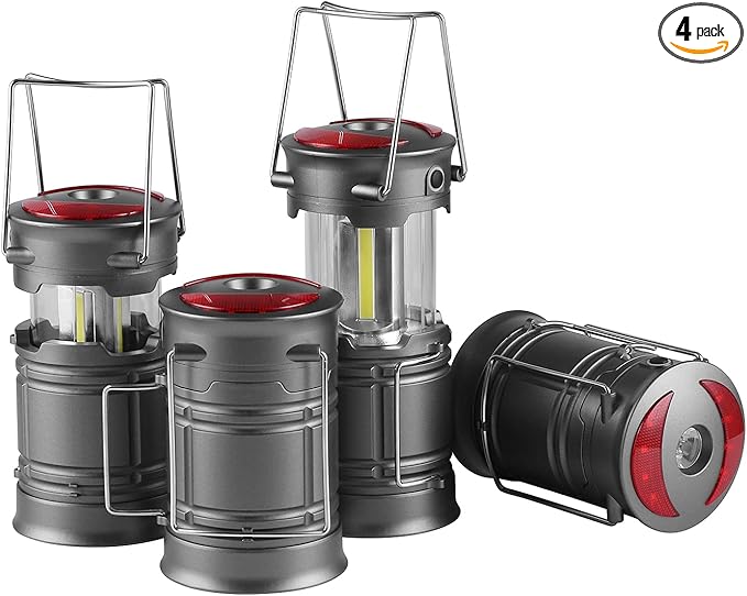 Lichamp 4 Pack LED Camping Lanterns, Battery Powered Lantern Flashlight COB Camp Light for Power Outages, Camping Supplies and Home Hurricane Supplies, F4GY