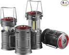 Lichamp 4 Pack LED Camping Lanterns, Battery Powered Lantern Flashlight COB Camp Light for Power Outages, Camping Supplies and Home Hurricane Supplies, F4GY