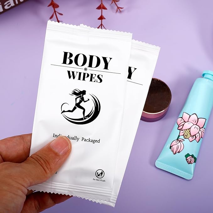 200 Pcs Body Wipes Individually Wrapped Bulk,Body Wipes for Women and Men,Shower Wipe for Adults Bathing No Rinse, Personal Cleansing Wipe for Travel Gym Camping Outdoors Sports