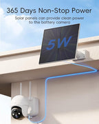 ZUMIMALL 5W Solar Panel for Security Cameras Wireless Outdoor, with Micro USB & Type-C Port, High-Efficiency Solar Power, IP66 Weatherproof, 360° Adjustable Bracket, 10ft Cable