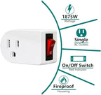 Grounded Outlet Adapter, ANKO ETL Listed Wall Tap Adapter with Red Indicator On/Off Power Switch (4 Pack)