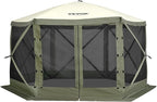 VEVOR 12x12ft Pop Up Gazebo Tent with Mosquito Netting, 6 Removable Wind Panels & 2 Mesh Windows, Outdoor Canopy Shelter for Patio, Army Green