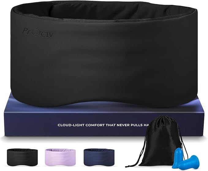 Dual-Sided Sleep Mask for Side Sleepers, Soundless Velcro, Bamboo Fiber & Milk Silk Eye Mask, Zero Pressure Sleeping Mask for Women & Men, Eye Relief Blindfold for Nap, Travel Essentials, Black
