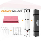 EAGLE PEAK 10x10 Slant Leg Pop-up Canopy Tent Easy One Person Setup Instant Outdoor Beach Canopy Folding Portable Sports Shelter 10x10 Base 8x8 Top (Peach Pink)