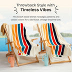 Loon & Lake Luxury Beach Towels Set of 2 - Retro Stripes | 2 Pack 30" x 60" | Crafted from 100% Combed Cotton | Ultra Plush & Super Soft | Retro Collection 1977