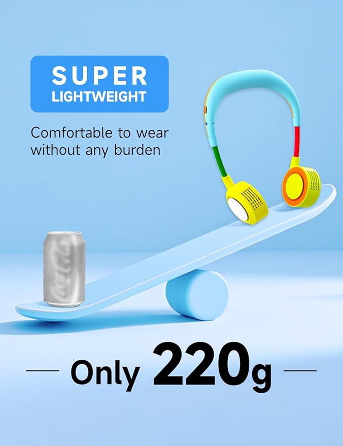 Portable Neck Fan, Hand-Free Fan, 5 Speeds, Foldable, Twistable, Lightweight, Rapid Cooling, Fashion, Quiet, Rechargeable, Summer Gift (Light Blue Green)