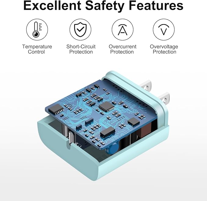 iPhone 17 16 15 Charger Fast Charging 10FT - 20W USB C Charger Block with 10FT Type C to C Cable Compatible with iPhone 17/17 Pro/17 Pro Max/Air/16/16e/15, iPad Pro, iPad Air (Blue)