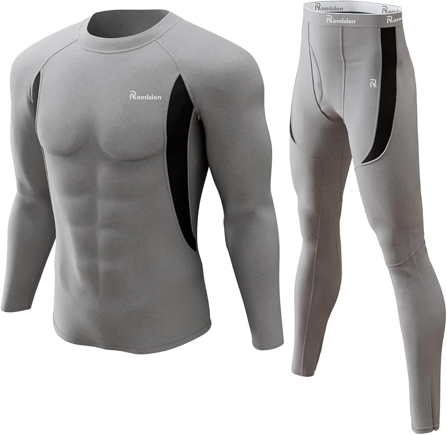 romision Thermal Underwear for Men Long Johns Fleece Lined Hunting Gear Bottom Top Set Base Layer for Cold Weather Gift