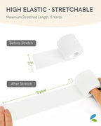 FriCARE Self Adhesive Bandage Wrap, Medical Tape in First Aid Kit, Cohesive Bandages for Wounds Sport Vet, 2 Inches X 5 Yards 6 Rolls, White