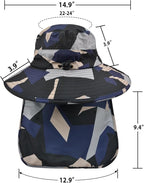 Sun Hats for Men Women Fishing Hat UPF 50+ Breathable Wide Brim Bucket Hats Summer UV Protection Safari Hat with Neck Flap