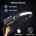 Rechargeable Headlamps 6 Packs, 230° Wide Beam LED Soft Head Lamp for Adult, Motion Sensor Headlamps with 5 Modes for Hand Free, Bright Head Lights for Forehead, Hard Hat, Camping, Reading