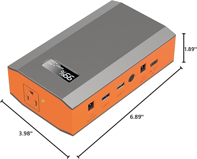 Portable Power Bank with AC Outlet, 65W 110V Portable Laptop Charger Battery Bank 24000mAh External Battery Pack Backup Power Source for Outdoor Tent Camping RV Home Office Smart Devices-Orange