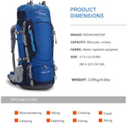 MOUNTAINTOP 80L Internal Frame Backpack for Man & Women Backpacking Hiking Backpack with Rain Cover