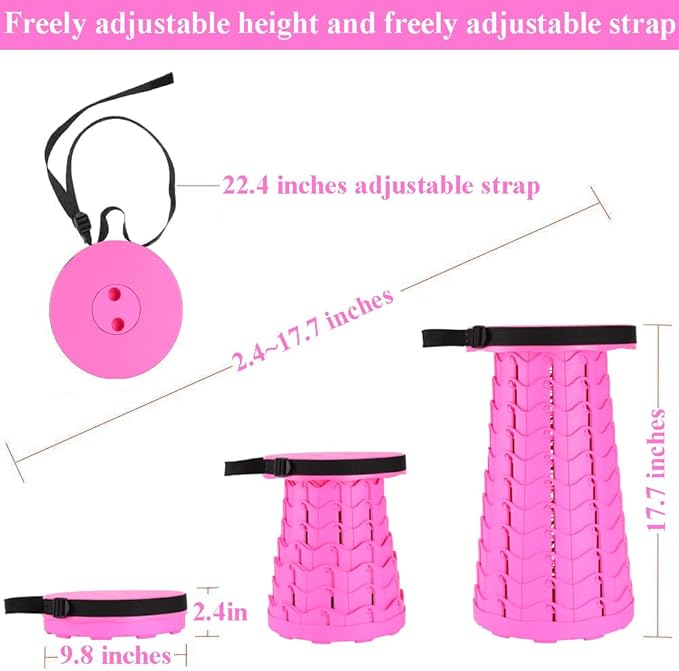 Fishboy Upgraded Collapsible Stool, 400lbs Max Weight, Lightweight But Sturdy, Portable Retractable Folding Telescoping Foldable Camping Stool for Adults Outdoor Fishing Hiking Gardening Travel BBQ