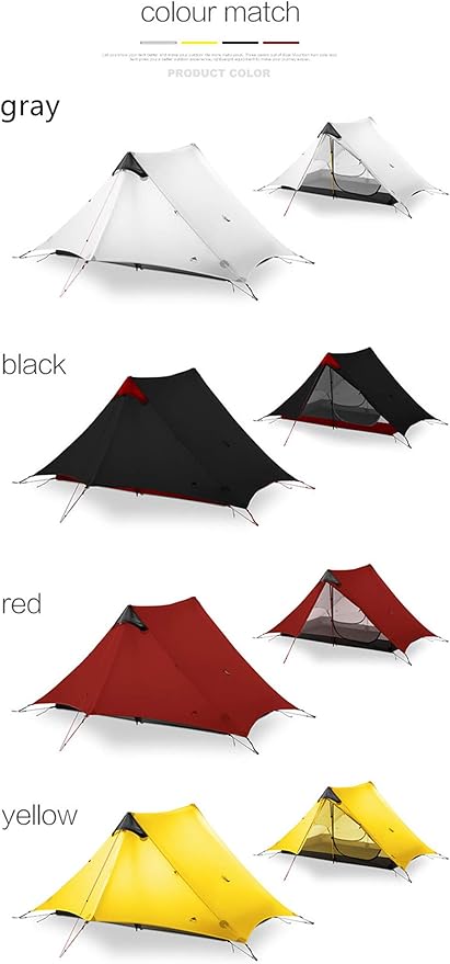 Lanshan 2 Person Tent Hiking Ultralight Camping Tent Professional 15D Silnylon Rodless Trekking Pole Tent Waterproof Backpacking Outdoor for Camping, Bivvy