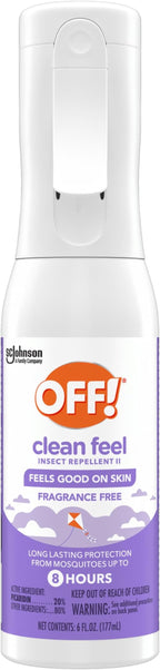 OFF! Clean Feel Insect Repellent Misting Spray, Fragrance-Free Bug Spray for Lasting Protection from Mosquitoes and Ticks, 6 oz