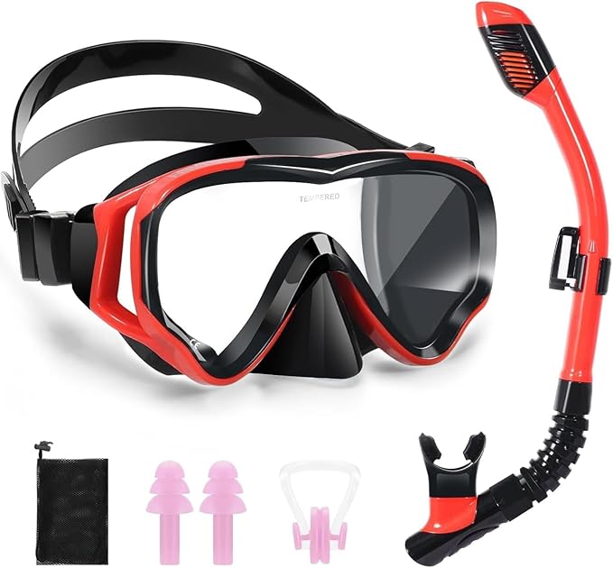Snorkeling Set for Kids, Full Dry Snorkeling Mask Set for Adults, Anti-Fog Protection, Unisex,HD Panoramic View, Snorkeling Gear for Kids 4-14 Age