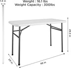 COSCO 4 ft. Straight Folding Utility Table, White, Indoor & Outdoor, Portable Desk, Camping, Tailgating, & Crafting Table