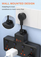 Wall Mount Power Strip with 4 AC Outlets & USB-C (20W) and USB Ports, Plug Extender with Individual Switches, Space Saving Multi Plug Outlet for Home, Office, Dorm & Travel, Black