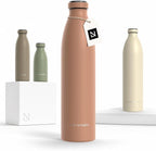 LARS NYSØM Stainless Steel Insulated Water Bottle 12 oz 17 oz 25 oz 34 oz 51 oz | Insulated Thermo Flask for Hot and Cold Beverages | Leakproof Drinking Bottle (Blush Rose, 33.8 oz)